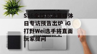 S16全球总决赛媒体日专访预告出炉 iG打野Wei选手将直面玩家提问